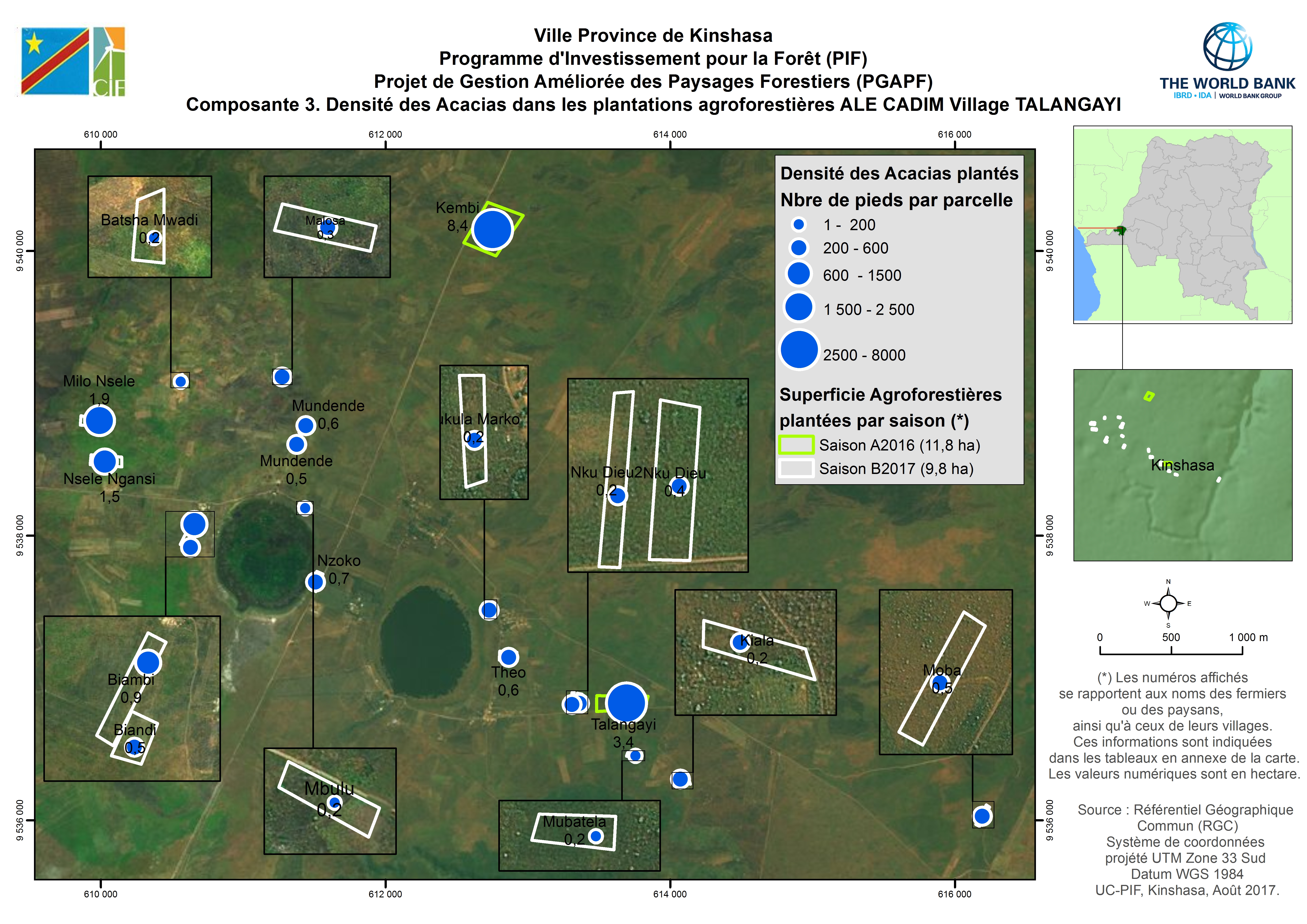 Densité des acacias dans les plantations agroforestières ALE CADIM Village TALNGAYI